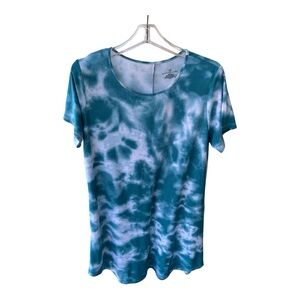 Bobbie Brooks Blue and White Tie-Dye T Shirt Midi Dress